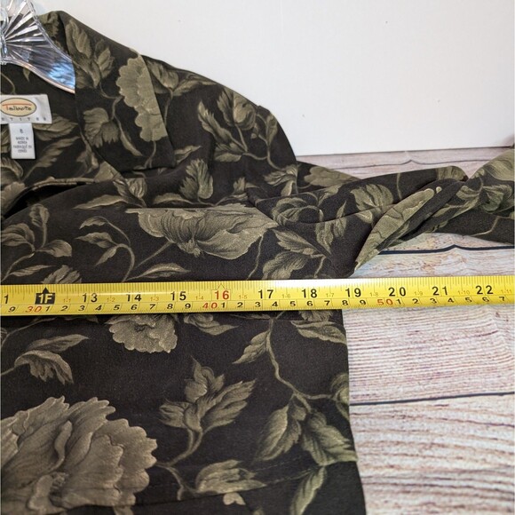 Vintage Talbots Size 6 Green Floral Button Up Midi Jacket Dress Long Duster - Picture 7 of 15